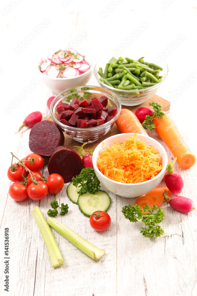 assorted fresh salad with ingredients assorted fresh salad with ingredients