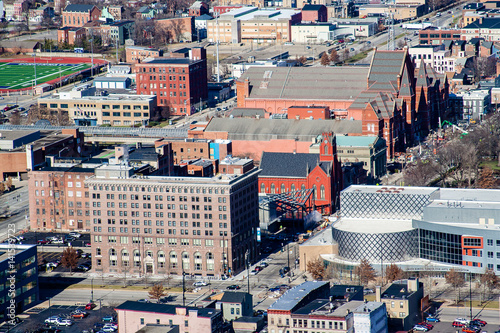 View of downtown Cincinnati from the observation deck of the Carew Tower in winter