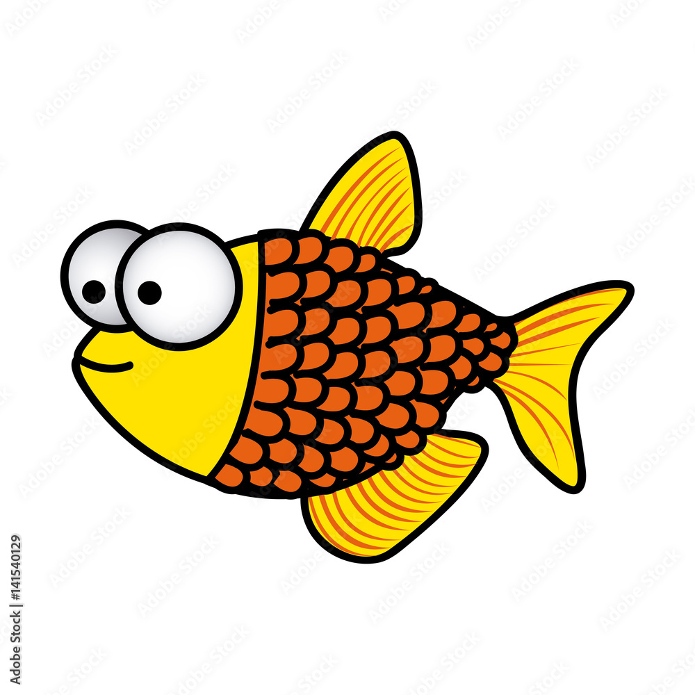 happy fish scales cartoon icon, vector illustration design Stock Vector