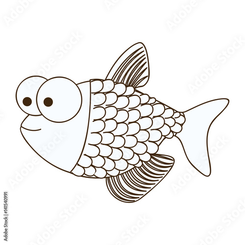 figure happy fish scales cartoon icon, vector illustration design