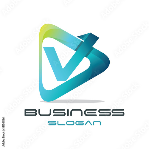 3d Modern Letter 'V' Media Logo
