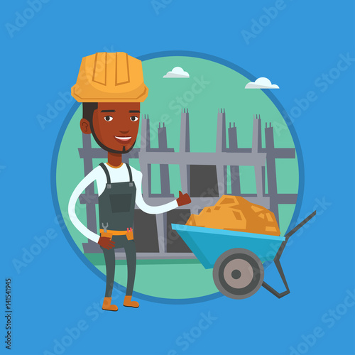 Builder giving thumb up vector illustration.