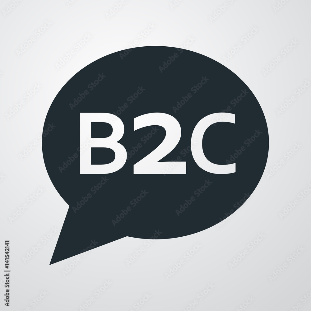 Icono plano burbuja B2C en fondo degradado Icono plano burbuja B2C en fondo degradado