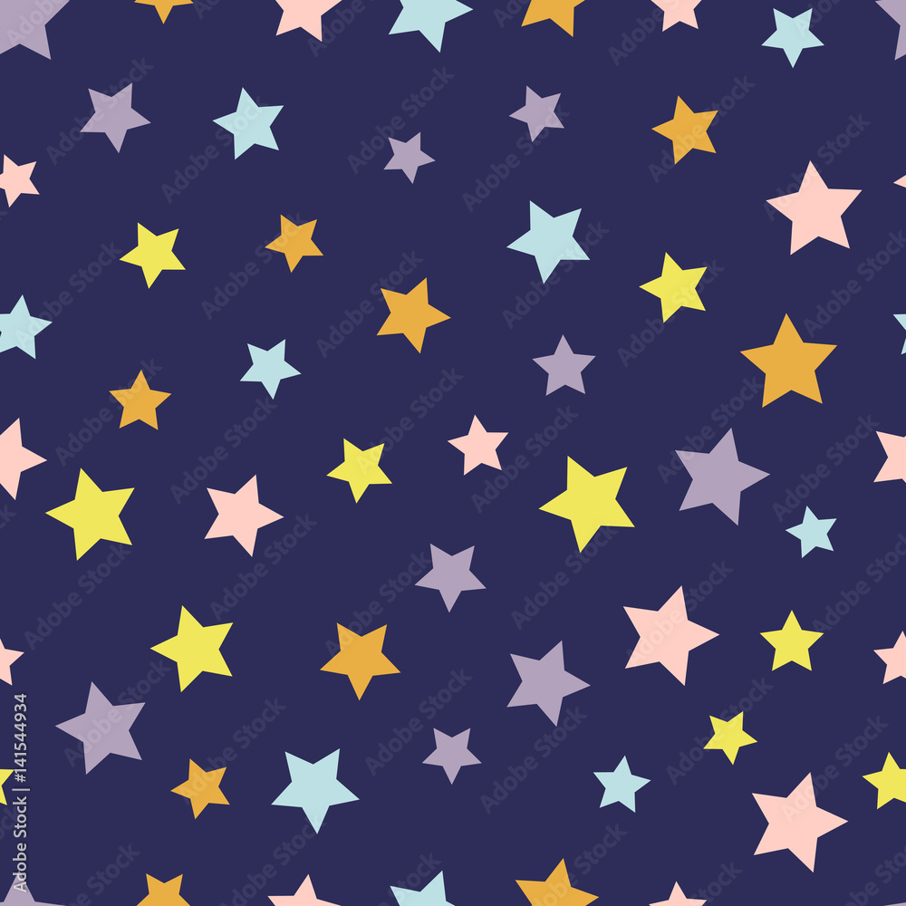 Seamless pattern with colorful stars on dark background. Vector illustration. Seamless pattern with colorful stars on dark background. Vector illustration.