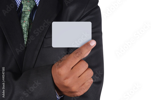Fototapeta Naklejka Na Ścianę i Meble -  Businessman holding a card