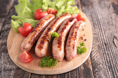 grilled sausage on board