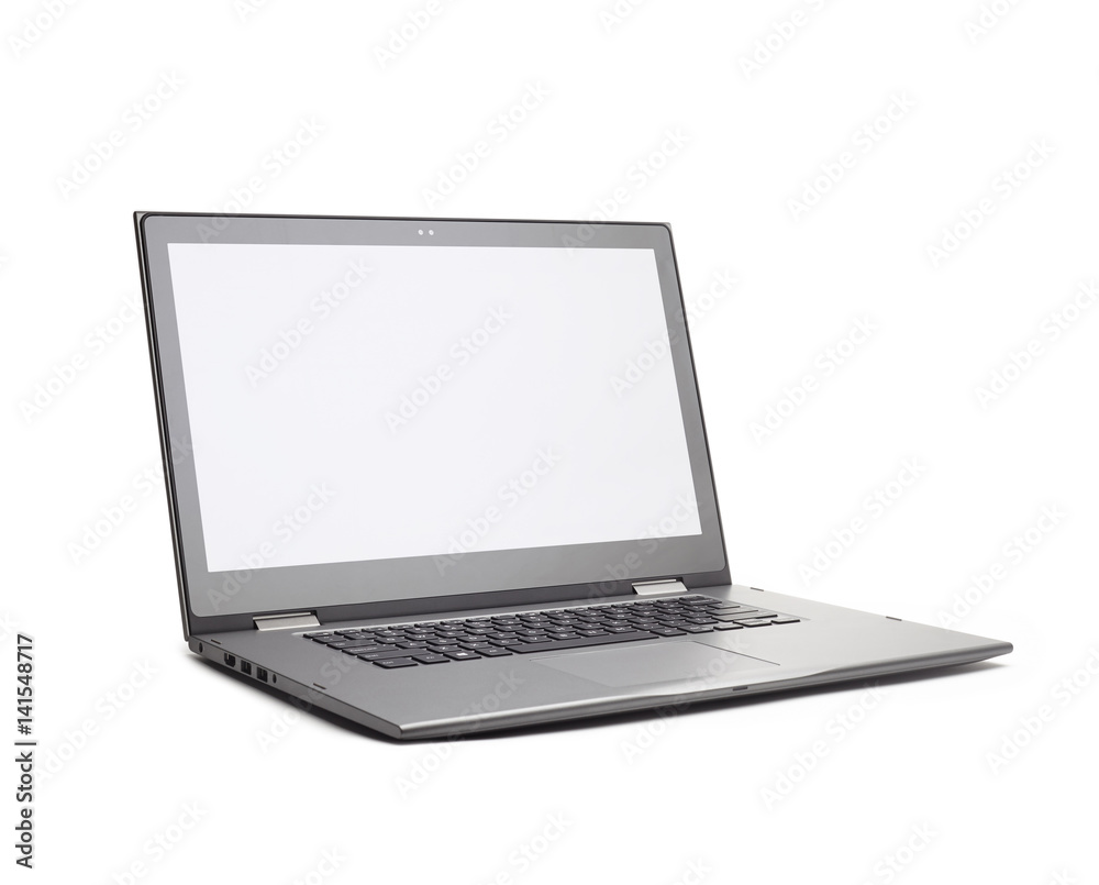 Stylish Laptop with blank white screen. Isolated on white background Stylish Laptop with blank white screen. Isolated on white background