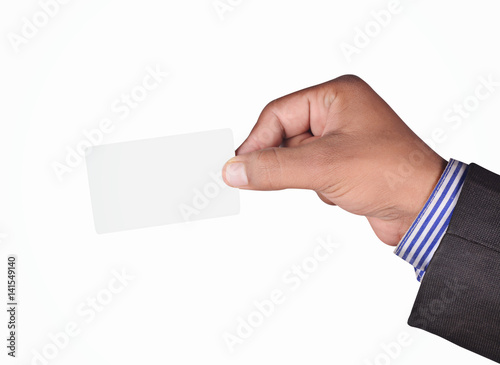 Businessman holding a card © flowgics