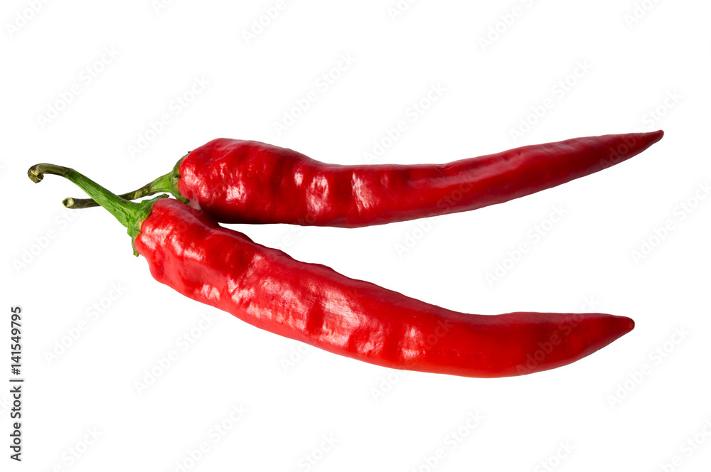 fresh chili peppers isolated on white background
