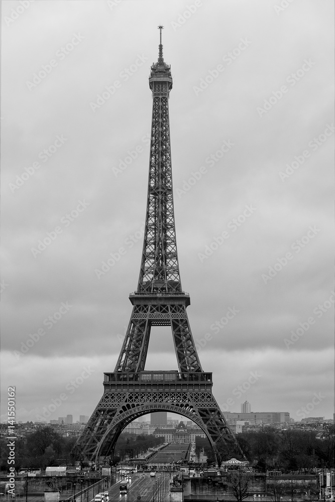 eiffel tower at a rainy day