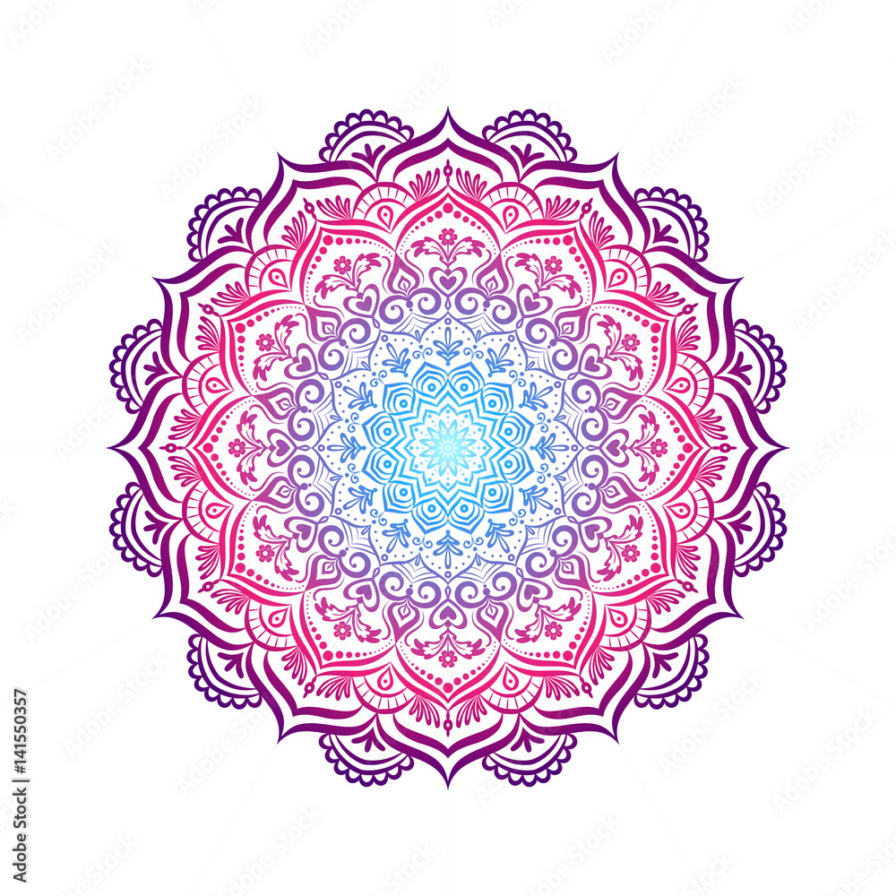 Hand-drawn lace frame, mandala.