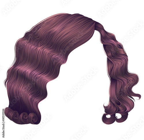 trendy woman hairs  kare copper pink colors . beauty fashion .
 retro style curls .   realistic 3d .
