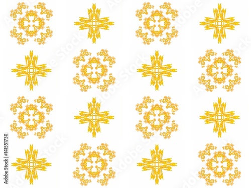 Seamless texture with 3D rendering abstract fractal yellow pattern