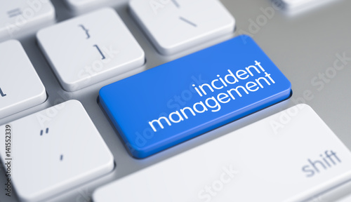 Foto Incident Management - Message on Blue Keyboard Keypad. 3D.