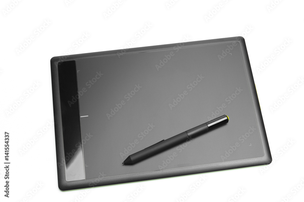 Graphic tablet with pen for illustrators and designers, isolated on white background Graphic tablet with pen for illustrators and designers, isolated on white background