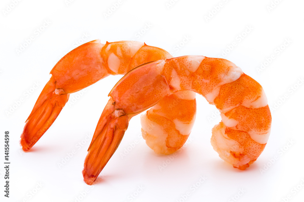 Steamed tiger shrimp isolated on white background. Steamed tiger shrimp isolated on white background.