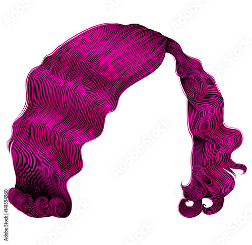trendy woman hairs  kare bright pink colors .
 beauty fashion .retro style curls . realistic 3d .