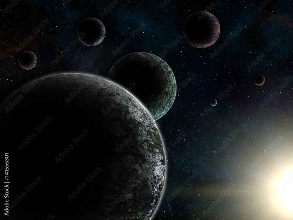 Fototapeta premium Unreal Trappist-1 exoplanets system