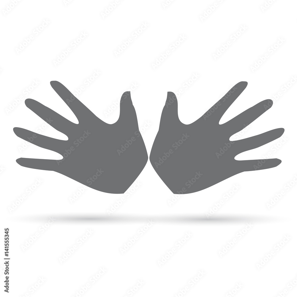Icon silhouette hand gray on a white background
