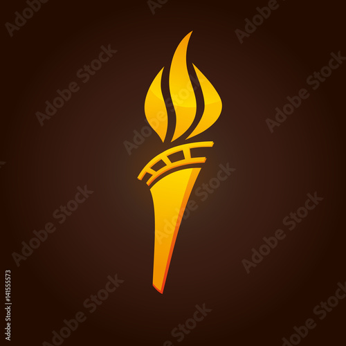 Olympic flaming torch logo. Sport fire sign. Competitions, union, club or confederacy icon.
