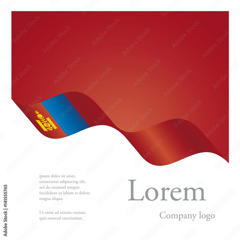 Fototapeta premium New brochure abstract design modular pattern of wavy flag ribbon of Mongolia