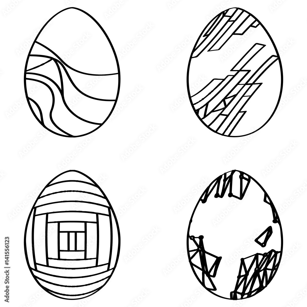 Set of silhouettes of easter eggs, Vector illustration Set of silhouettes of easter eggs, Vector illustration