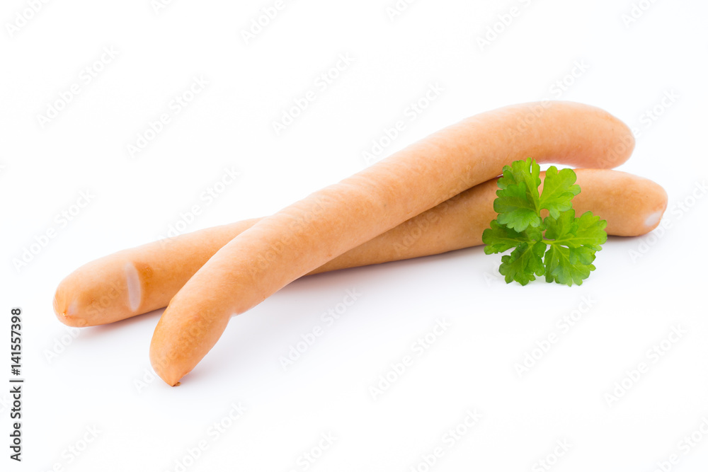Frankfurter sausage isolated on white background. Frankfurter sausage isolated on white background.