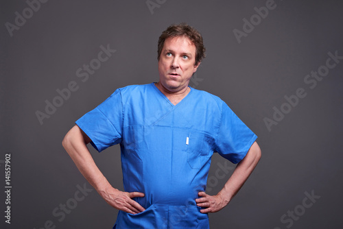 A bored male doctor 