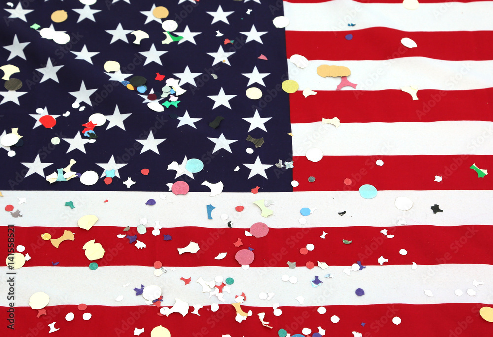 american flag with confetti american flag with confetti