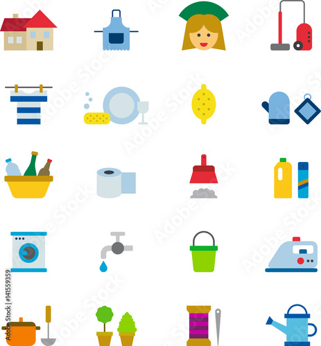 HOUSEKEEPING colored flat icons pack