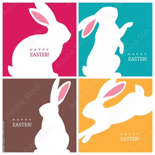 Four creative design concepts with Easter bunnies