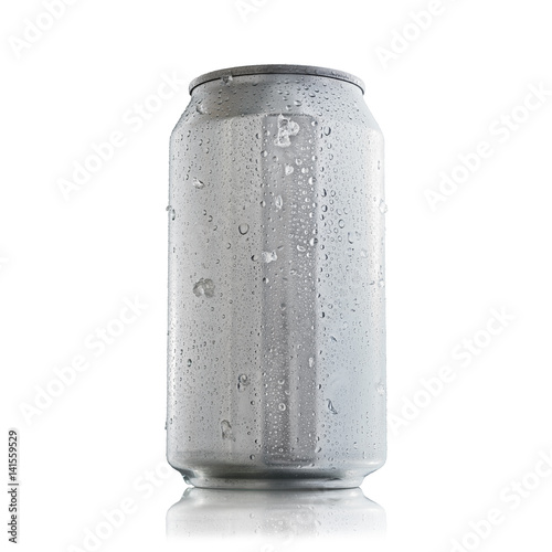 Aluminum can with condensation drops for mockup