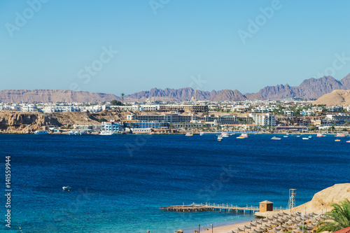 Mountain resort and the sea. Sinai Peninsula, Bay of Naama Bay, Red Sea, Egypt © Irina