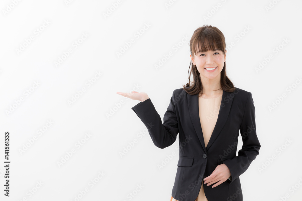 portrait of asian businesswoman showing isolated on white background portrait of asian businesswoman showing isolated on white background