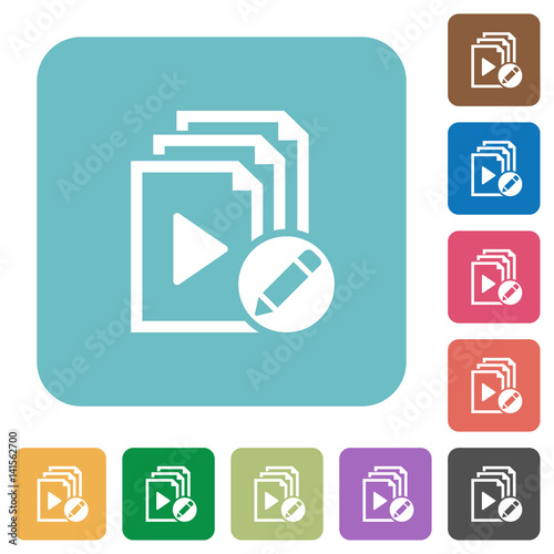 Rename playlist rounded square flat icons