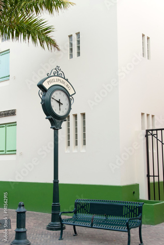 Philipsburg clock near city center, Philpsburg, Sint Maarten, Caribbean photo