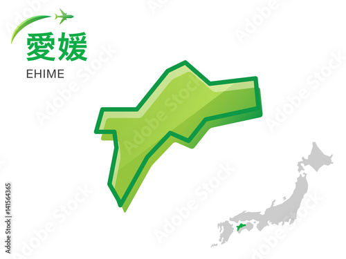 愛媛県の地図：イラスト素材