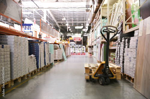 Manual pallet jack in supermarket