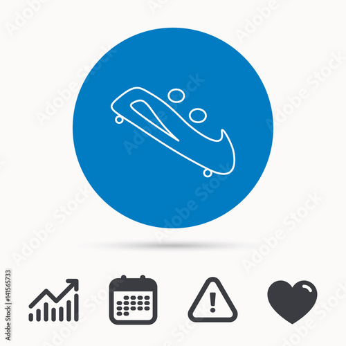 Bobsleigh icon. Two-seater bobsled sign. Professional winter sport symbol. Calendar, attention sign and growth chart. Button with web icon. Vector