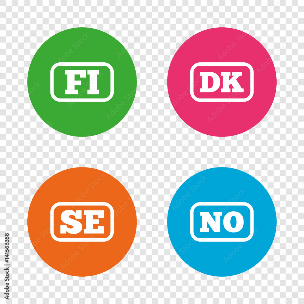 Language icons. FI, DK, SE and NO translation. Language icons. FI, DK, SE and NO translation.