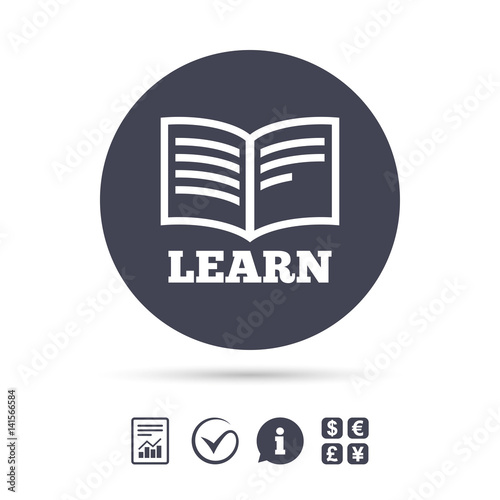 Learn Book sign icon. Education symbol.