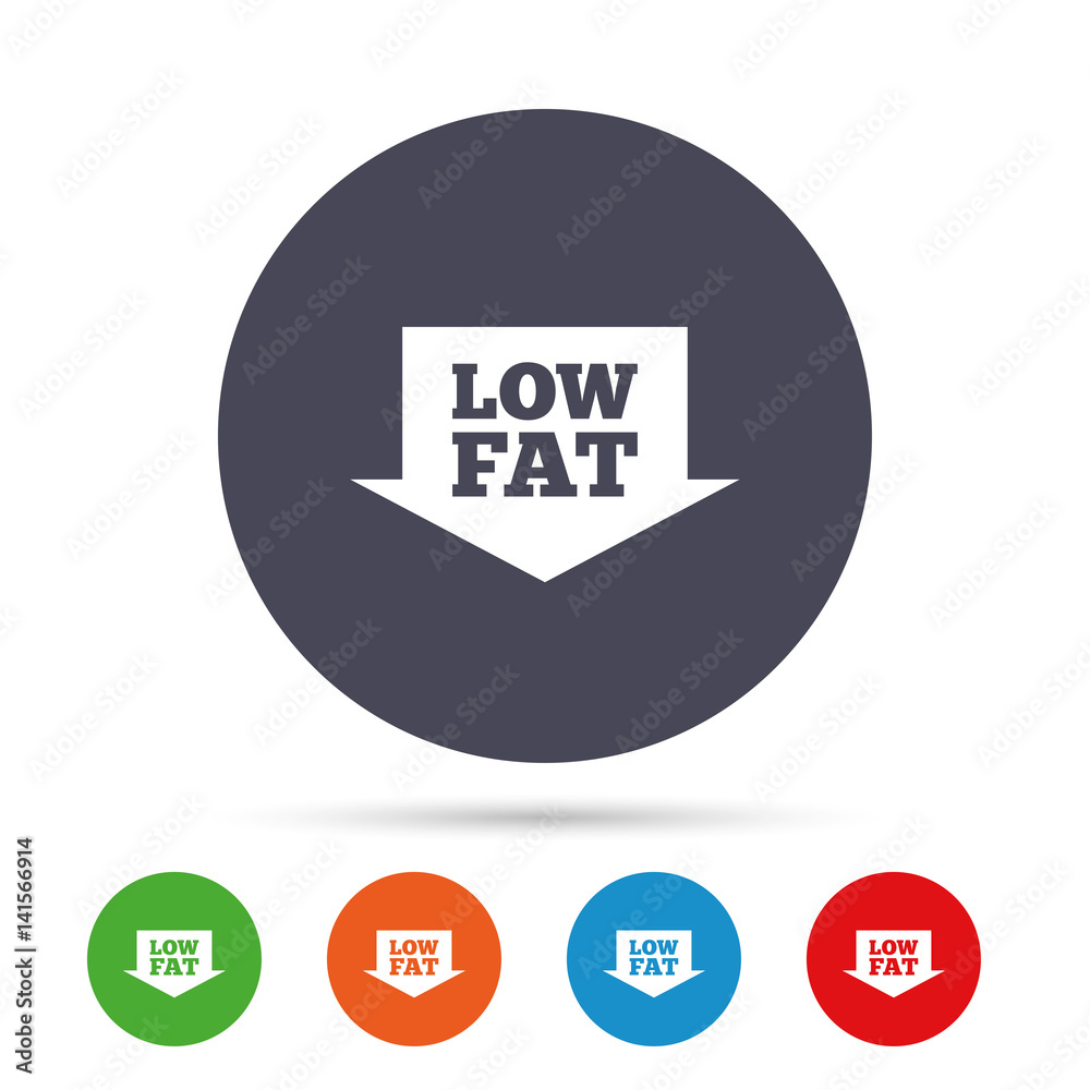 Low fat sign icon. Salt, sugar food symbol. Low fat sign icon. Salt, sugar food symbol.
