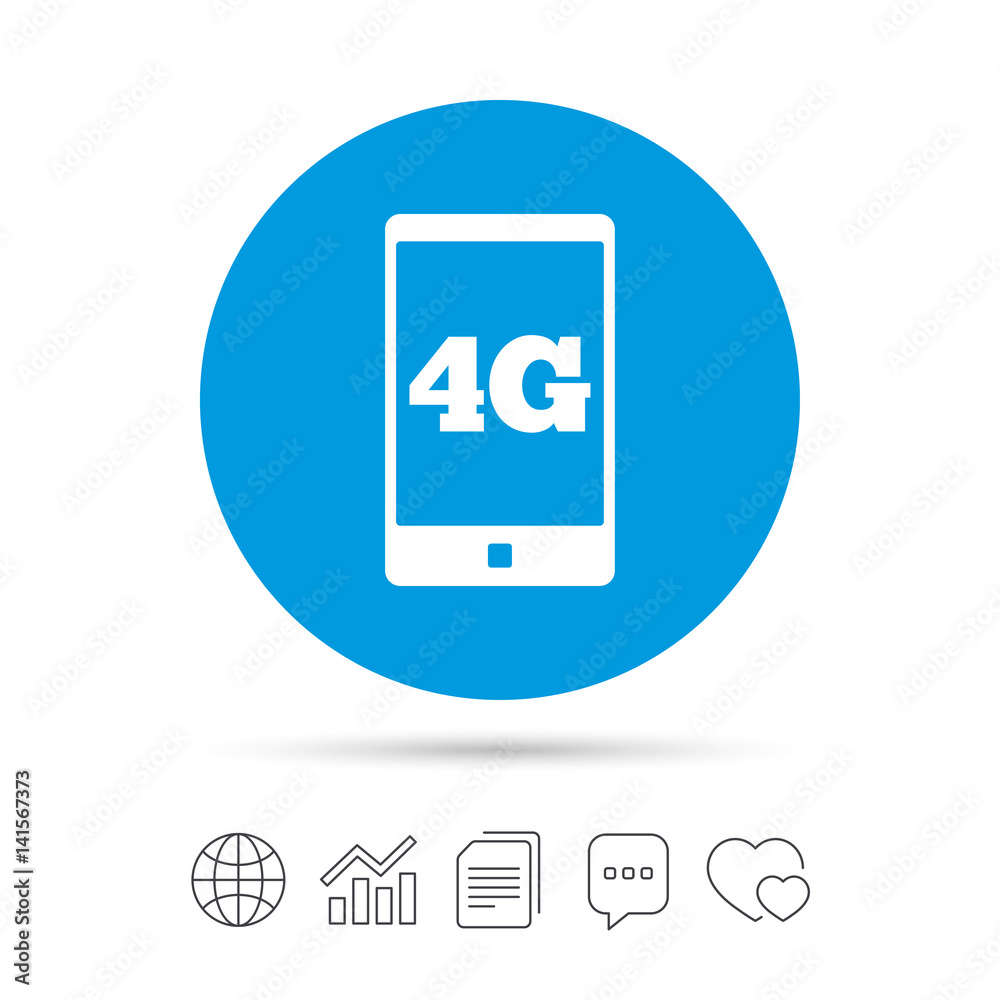 4G sign. Mobile telecommunications technology. 4G sign. Mobile telecommunications technology.