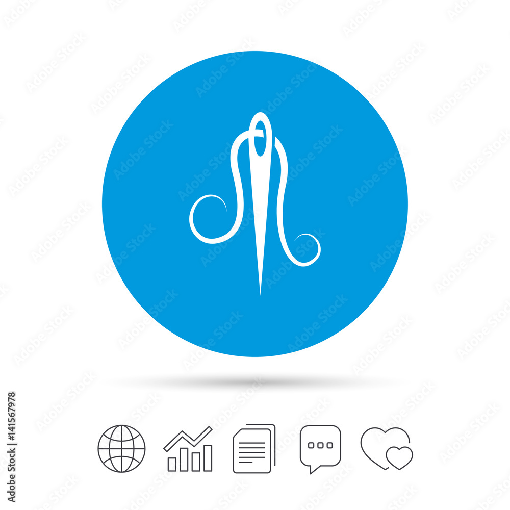 Needle with thread icon. Tailor sign. Needle with thread icon. Tailor sign.