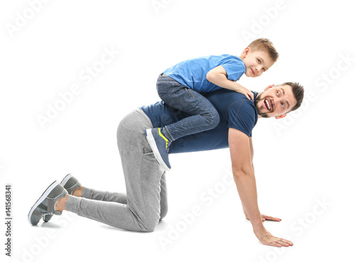 Handsome man playing with h...