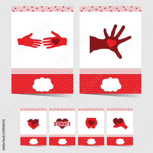 poster of donate with symbol on it illustration in red color