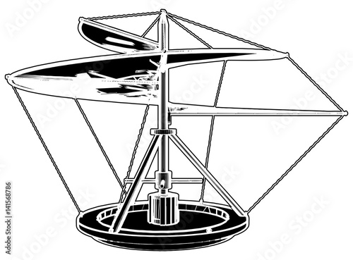 Helicopter Flying Machine Invention Vector 