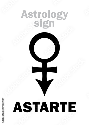 Astrology Alphabet: ASTARTE (Venus), The Star of evening and morning. Hieroglyphics character sign (modern symbol). photo