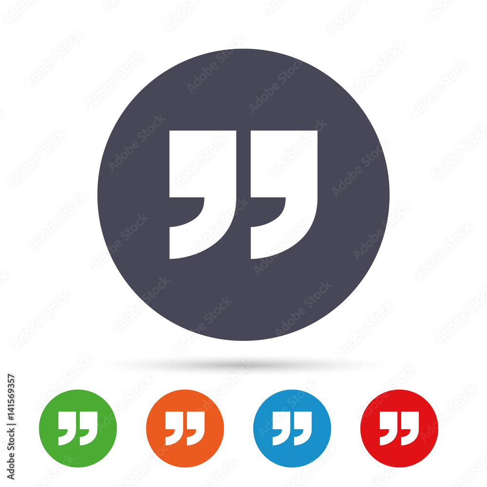 Quote sign icon. Quotation mark symbol. Quote sign icon. Quotation mark symbol.