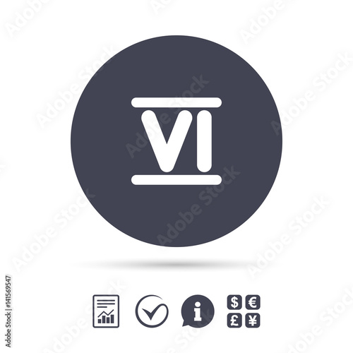 Roman numeral six icon. Roman number six sign.